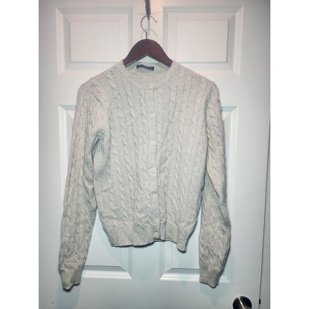 Brandy Melville Gray Wool Blend Cable Knit Button Front Cardigan Made in Italy